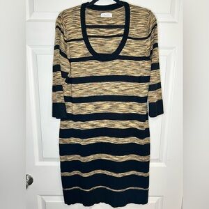 Calvin Klein Women’s Black Bronze Marled Scoop Neck Sweater Dress - PTP 22”
